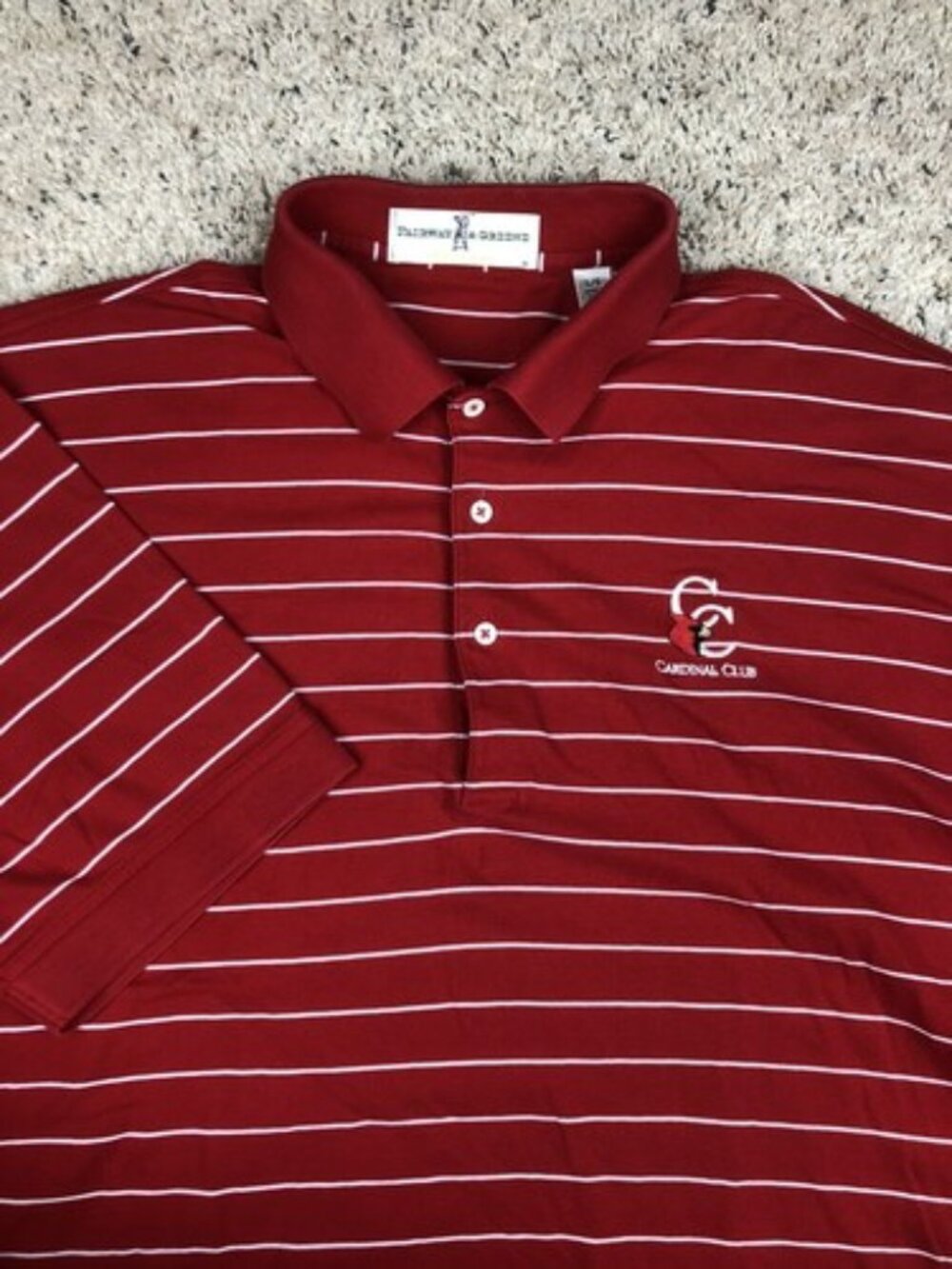 Fairway And Greene Men’s Polo Shirt Short Sleeve Red Striped Large Cardinal Club